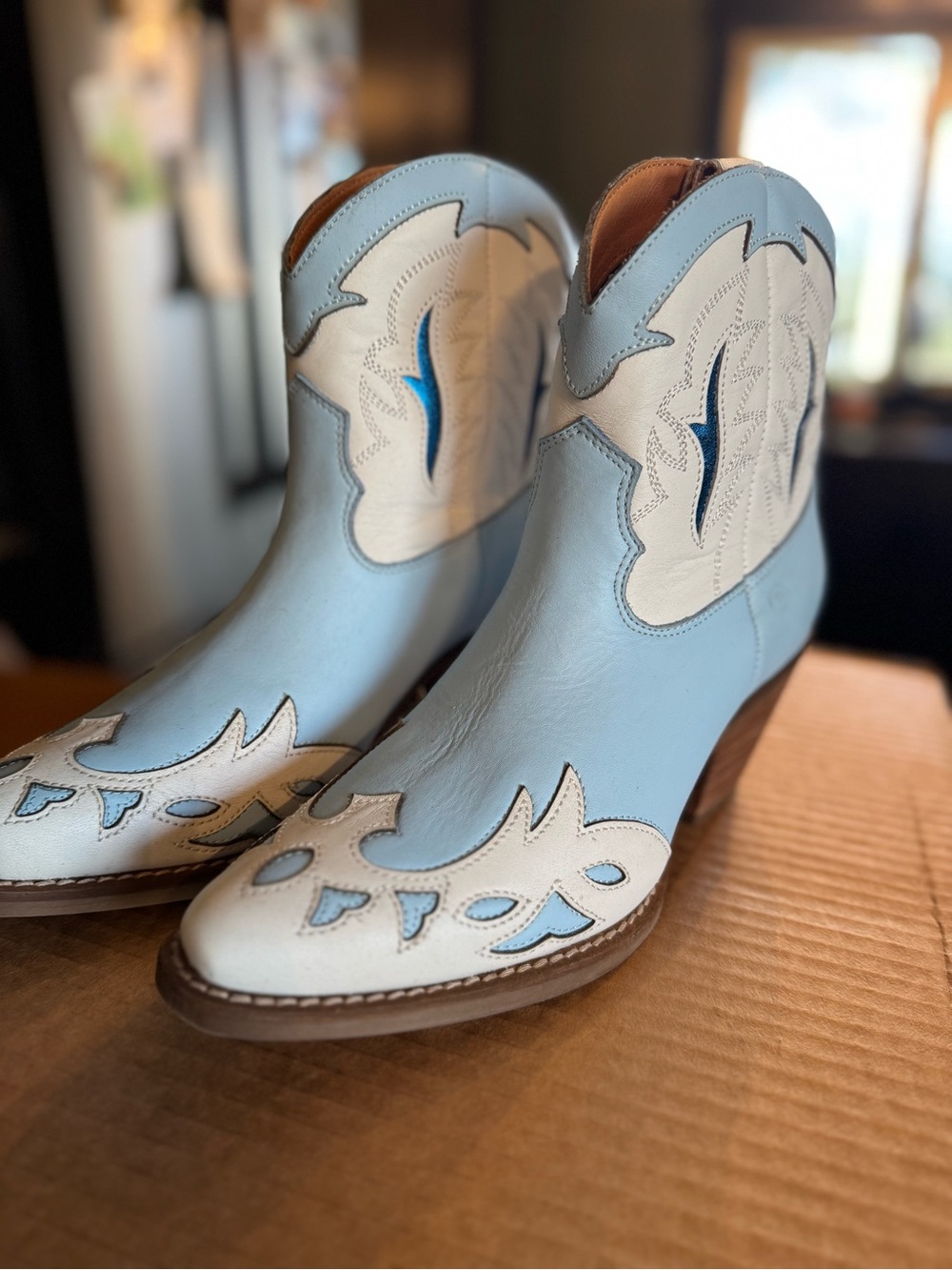 Dingo Blue & White Western Ankle Boots